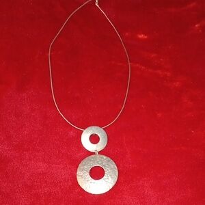 A Sterling Silver Necklace/ 2 Layered Pendant. Stamped .925 16" .SB.43